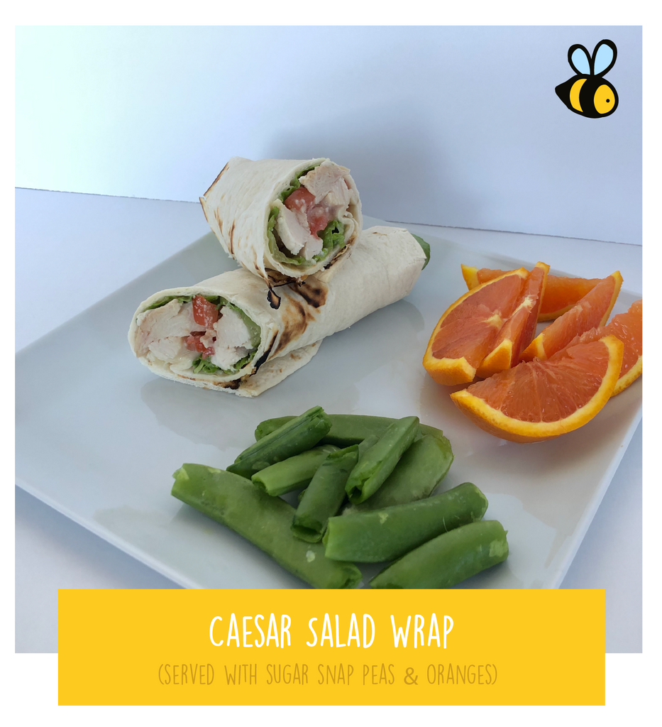 Caesar Salad Wrap (served with sugar snap peas & oranges)