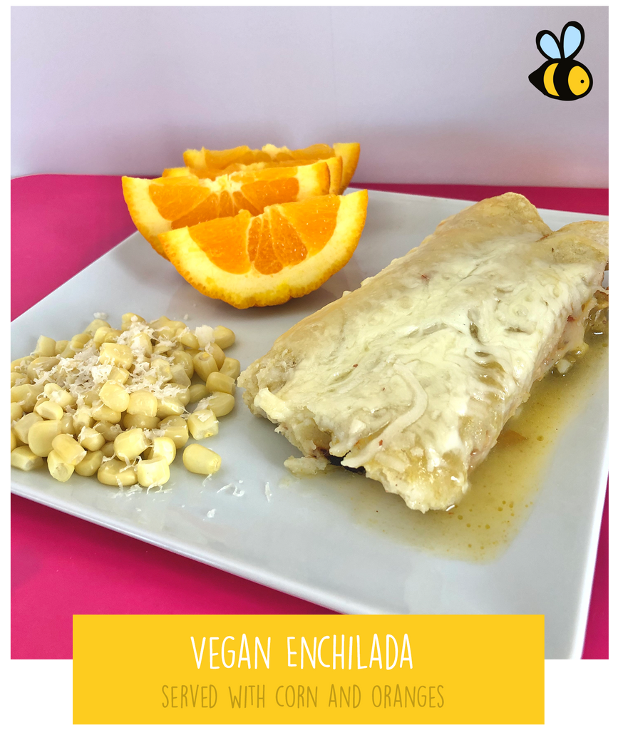 Vegan Enchilada (served with corn & oranges)