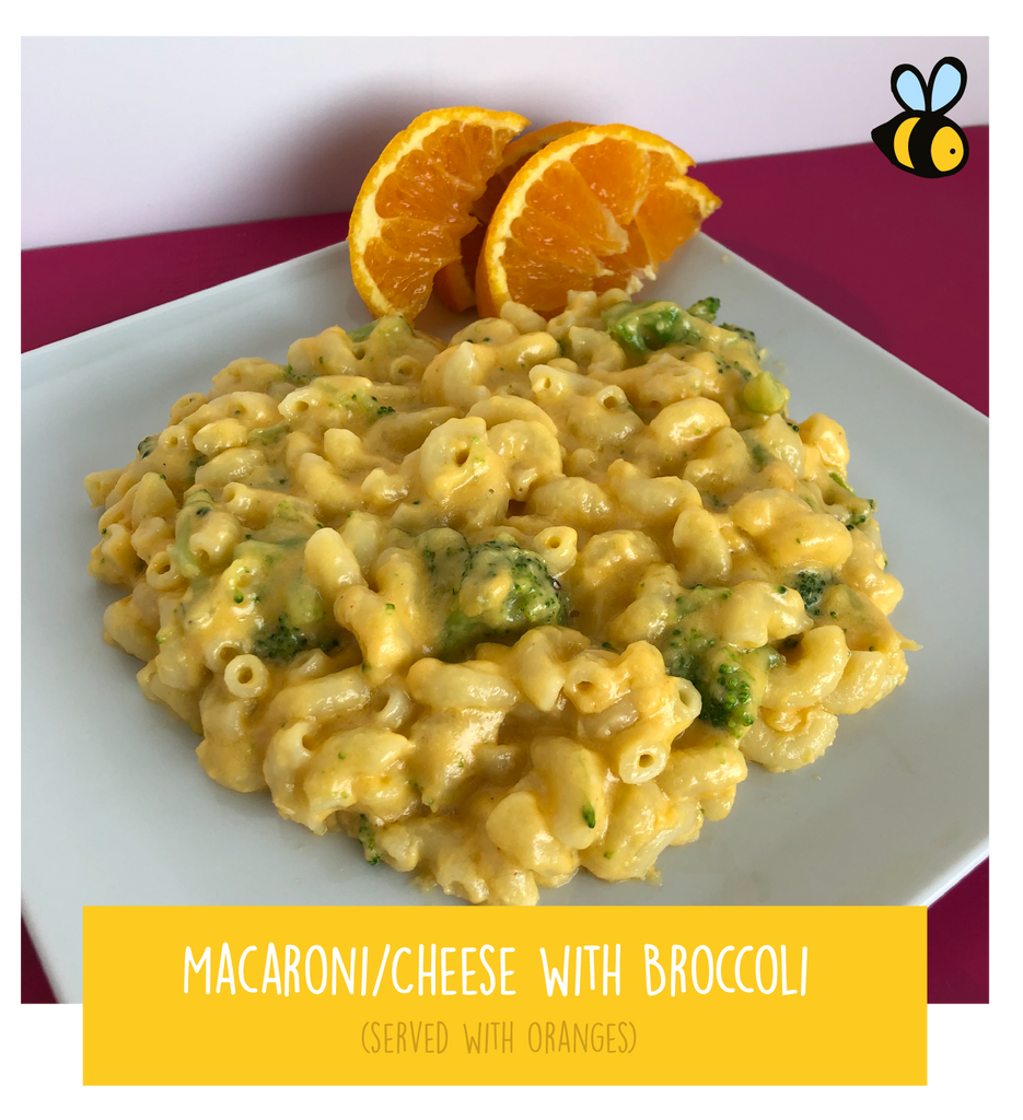 Macaroni & Cheese with Broccoli (served with oranges)