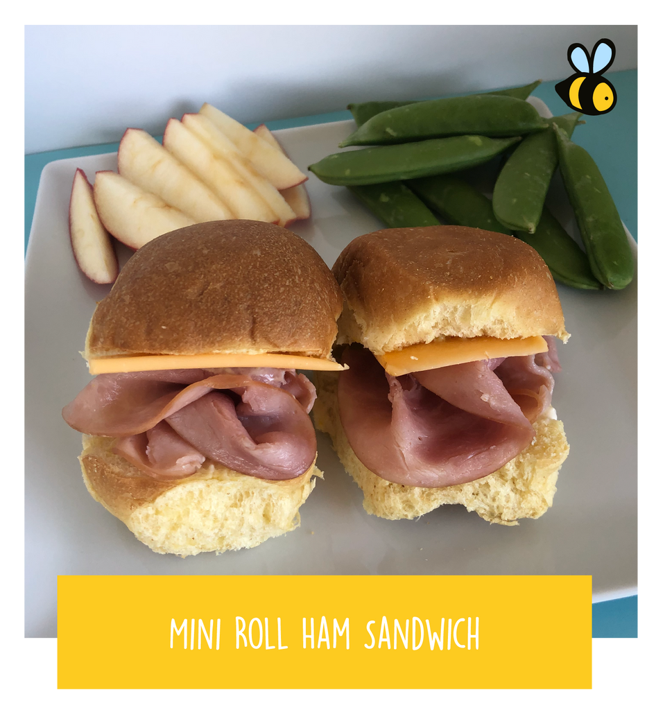 Mini Roll Ham Sandwich (served with sugar snap peas & apples)